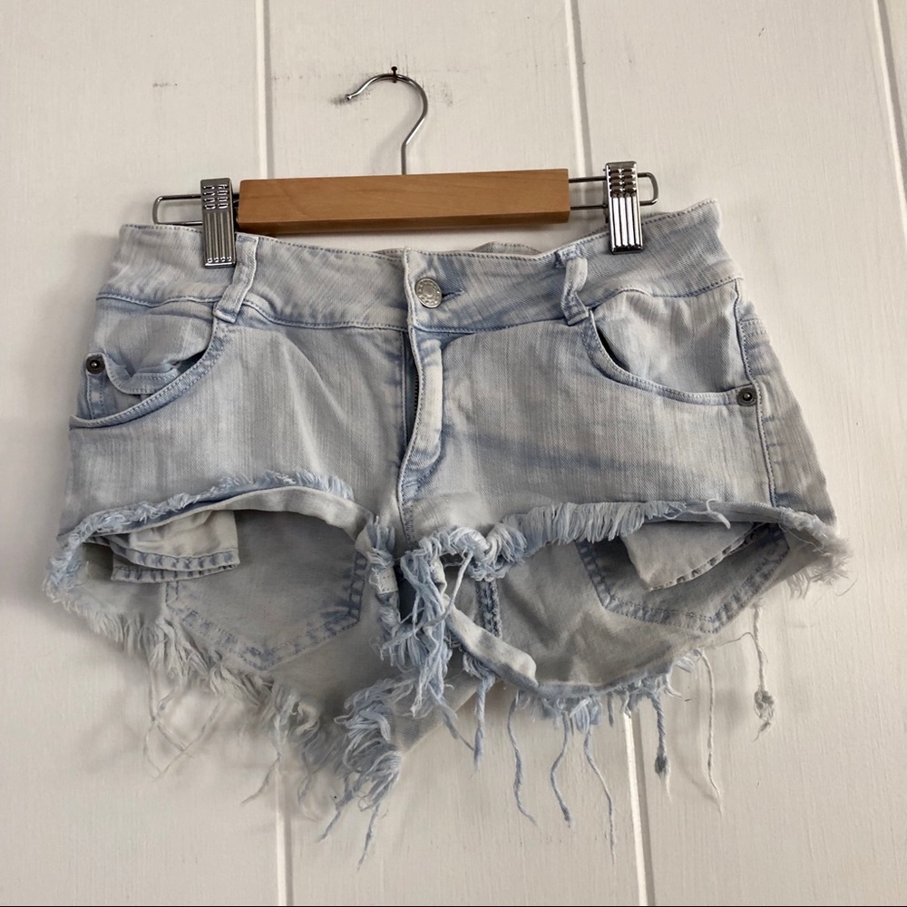 Brandy Melville Light Blue Distressed Shorts